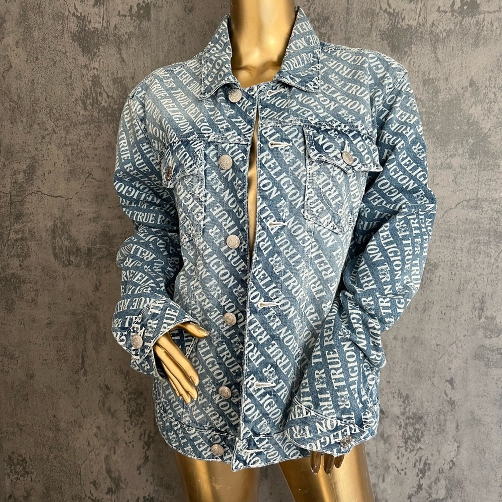 True Religion Light Blue Logo Denim Jacket